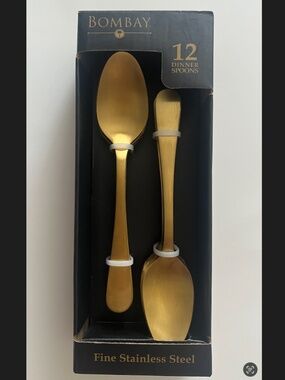 Bombay SANTORINI 12 pc Fine Stainless Steel Flatware Set 12 Tablespoons